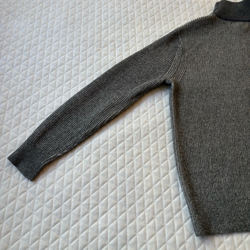 Banana Republic Italian Yarn Merino Wool Gray 1/4 Zip Men’s Sweatersize L Cozy - Picture 10 of 15
